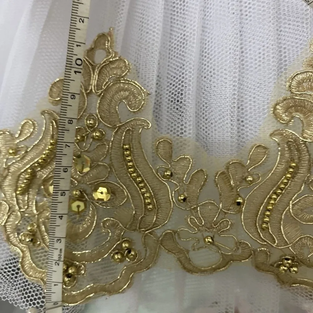 1Yard Gold Cording Fabric Flower Venise Venice Sequins Mesh Lace Trim Applique Sewing DIY Craft For Bride Wedding Dresses | Дом и сад