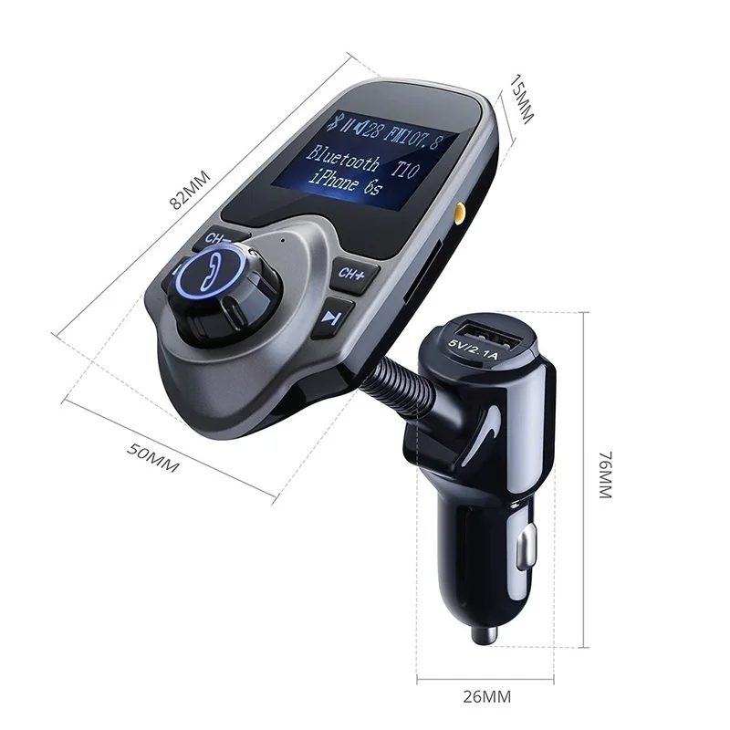 Автомобильный Bluetooth-передатчик T10 с USB-портом и зарядным устройством | Автомобили