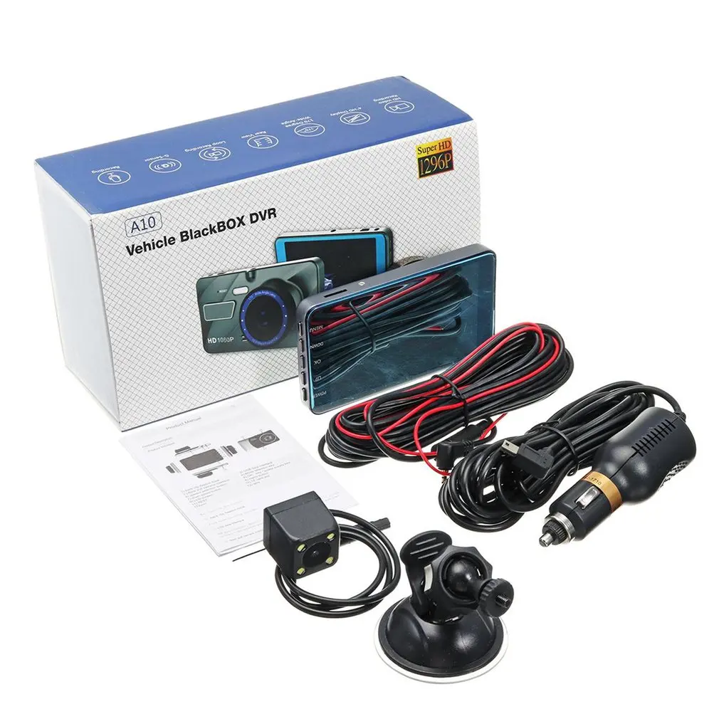 

4 inches 1080P dual lens 170degree camera car dvr dash auto vehicle video recorder g-sensor night