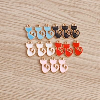 10pcs 614mm 5 color cute mini cat charms for necklaces pendants earrings enamel cartoon animals charms accessories diy jewelry