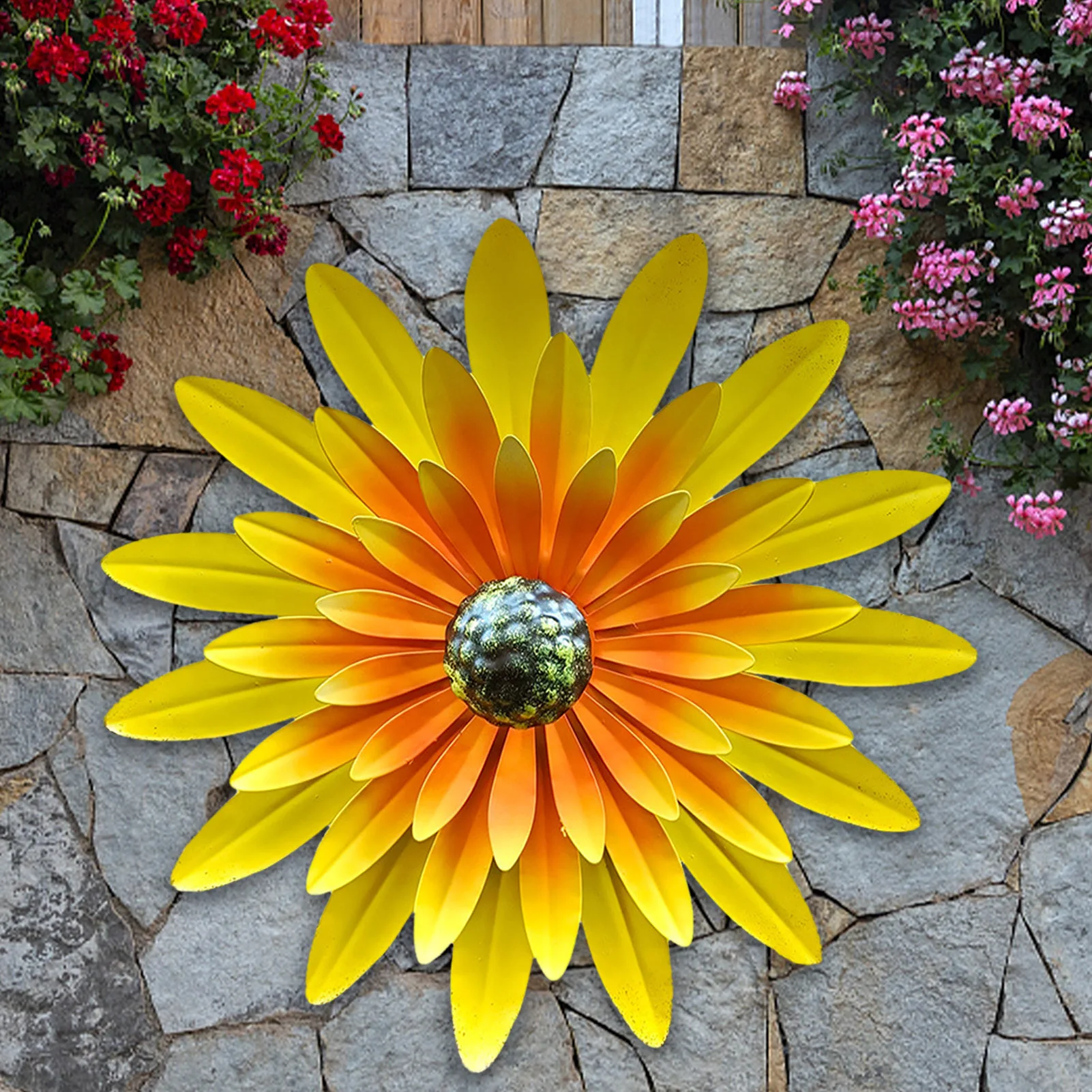 

Hanging Flower Wall Art Crafts Metal Sunflower Decor Iron Sunflower Adornment Hanging Ornaments Garden Yard Wall Hanging Sculpt