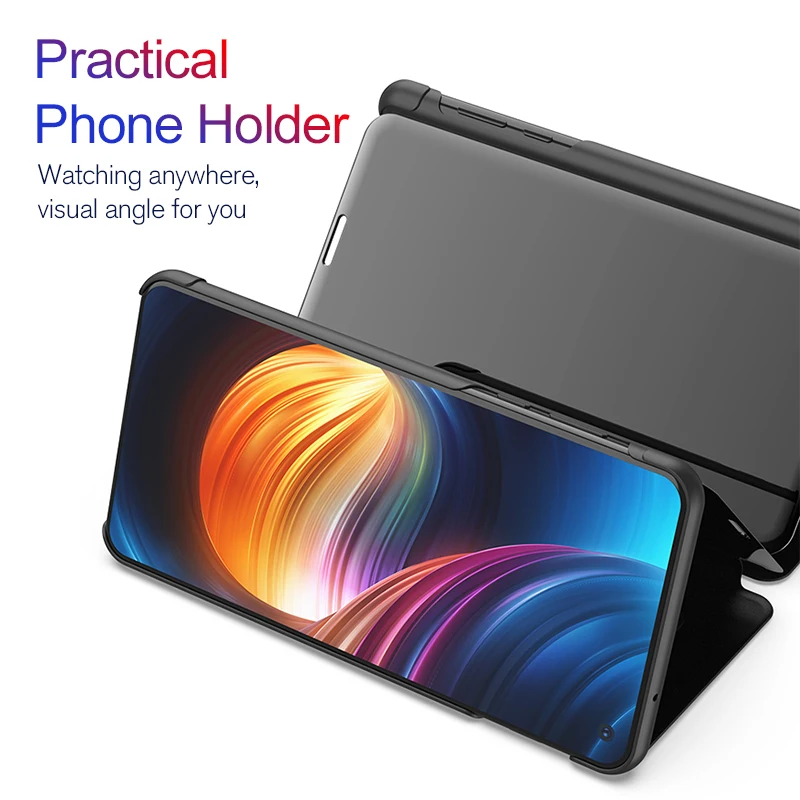 shockproof smart mirror flip phone case for oppo a15 a15s a53 a53s a32 2020 tpu back covers on app realme 7 8 8 pro shell armor free global shipping