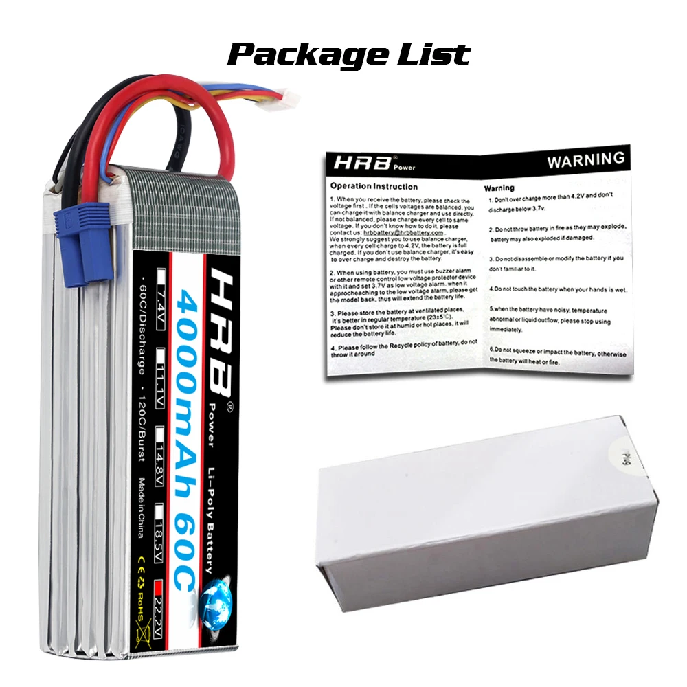 аккумулятор hrb lipo 2s 3s 4s 6s 6000 мач 3300 мач 4000 м