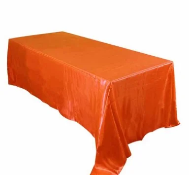 145x320cm White/Black Tablecloths Table Cover Rectangular Satin Tablecloth for Wedding Birthday Party Hotel Banquet Decoration - Color: orange