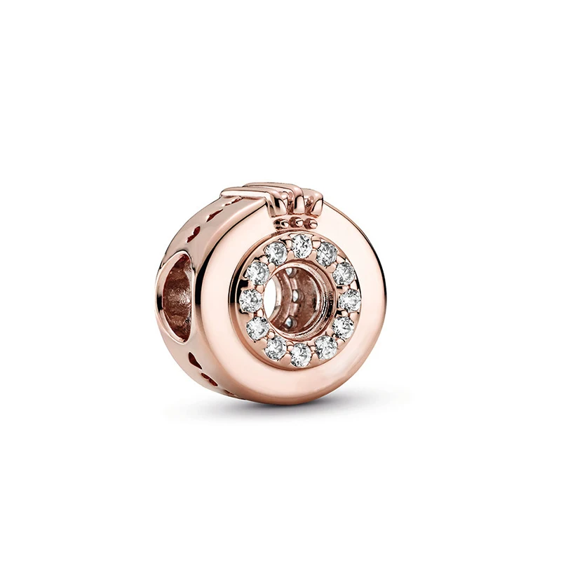 

Pre Autumn 2020 Signature Collection High Quality Sterling Silver 925 Rose Sparkling Logo & Crown O Dangle Charm Diy Bracelet