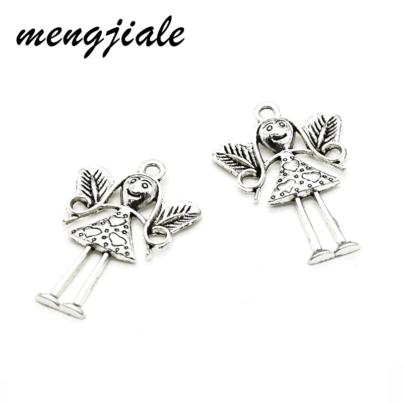 

10pcs Wholesale Antique Silver Big Angel Charms Zinc Alloy Metal Pendants For DIY Handmade Jewelry Accessories Making 36*25mm