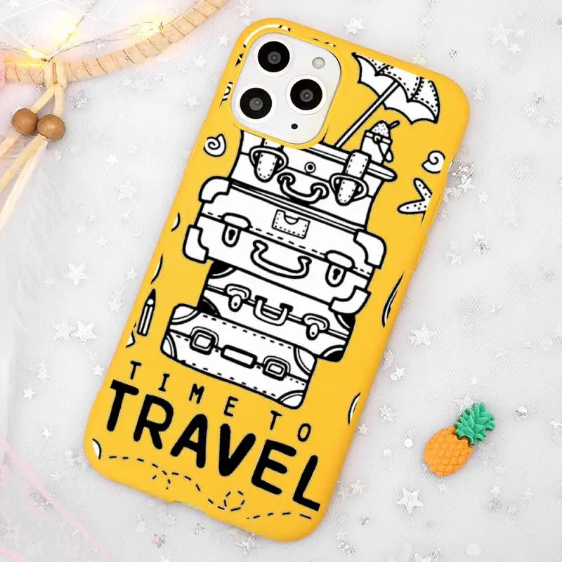 

Cartoon world map Phone Case Candy Color Yellow for iPhone 11 12 pro XS MAX 8 7 6 6S Plus X 5S SE 2020 XR