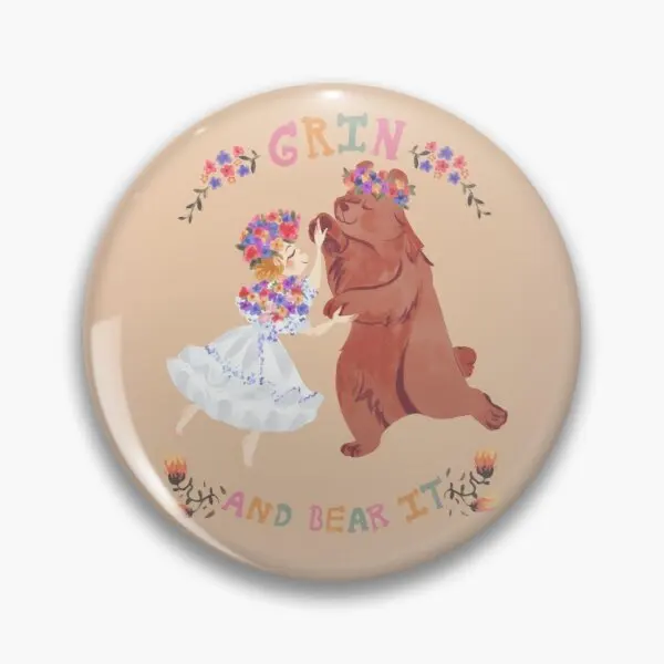 

Grin And Bear It Soft Button Pin Brooch Creative Gift Metal Hat Funny Lapel Pin Cute Women Decor Lover Jewelry Clothes Collar