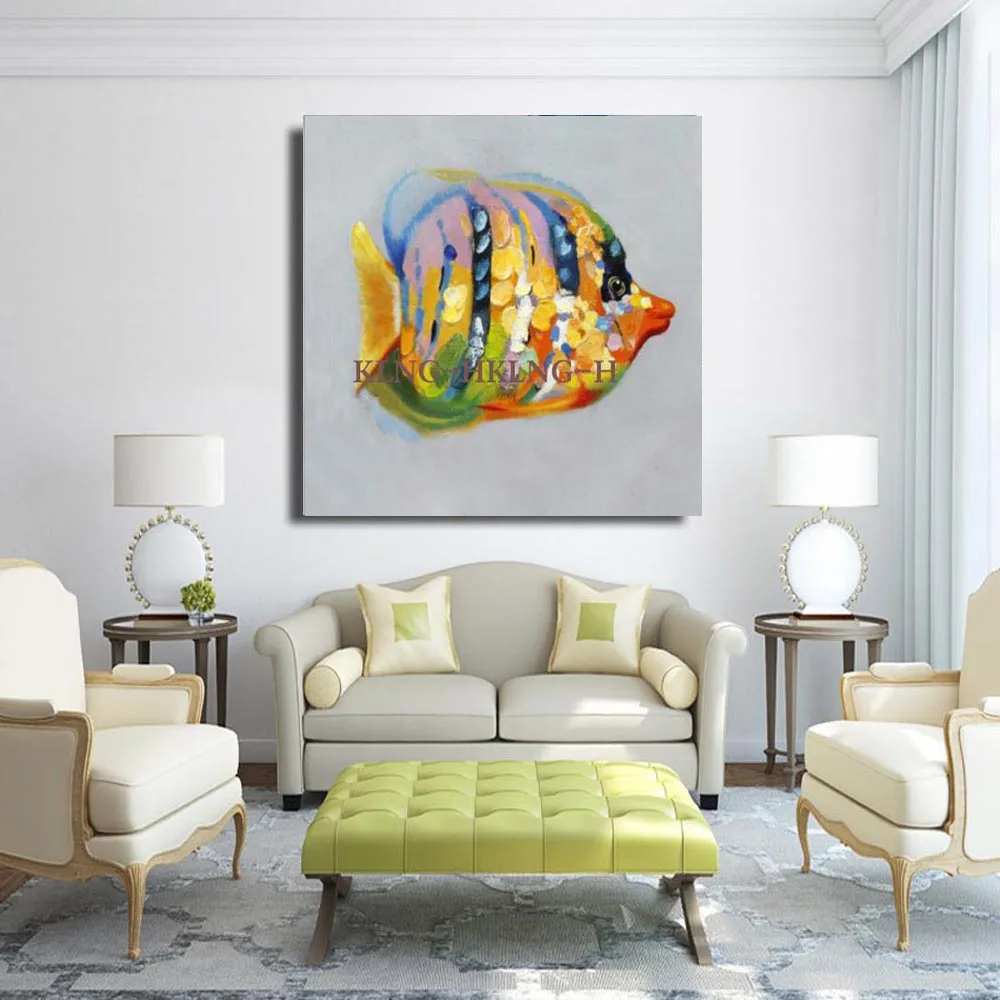 

Cuadros de pared para la decoracin del hogar de la sala de estar imagen moderna decorativa mano dolorizada pez Animal pintura