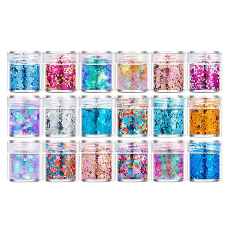 

18 Bottles Nail Art Sequins Filling Flash Glitter Powder UV Epoxy Resin Pigment
