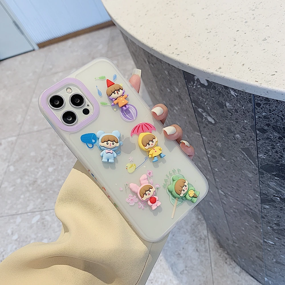 

New INS Cute Cartoon 3D Boy Side Phone Case For iPhone 11 12 Pro XS Max X XR 7 8 Plus SE 2020 Soft Silicone TPU Shockproof Cover