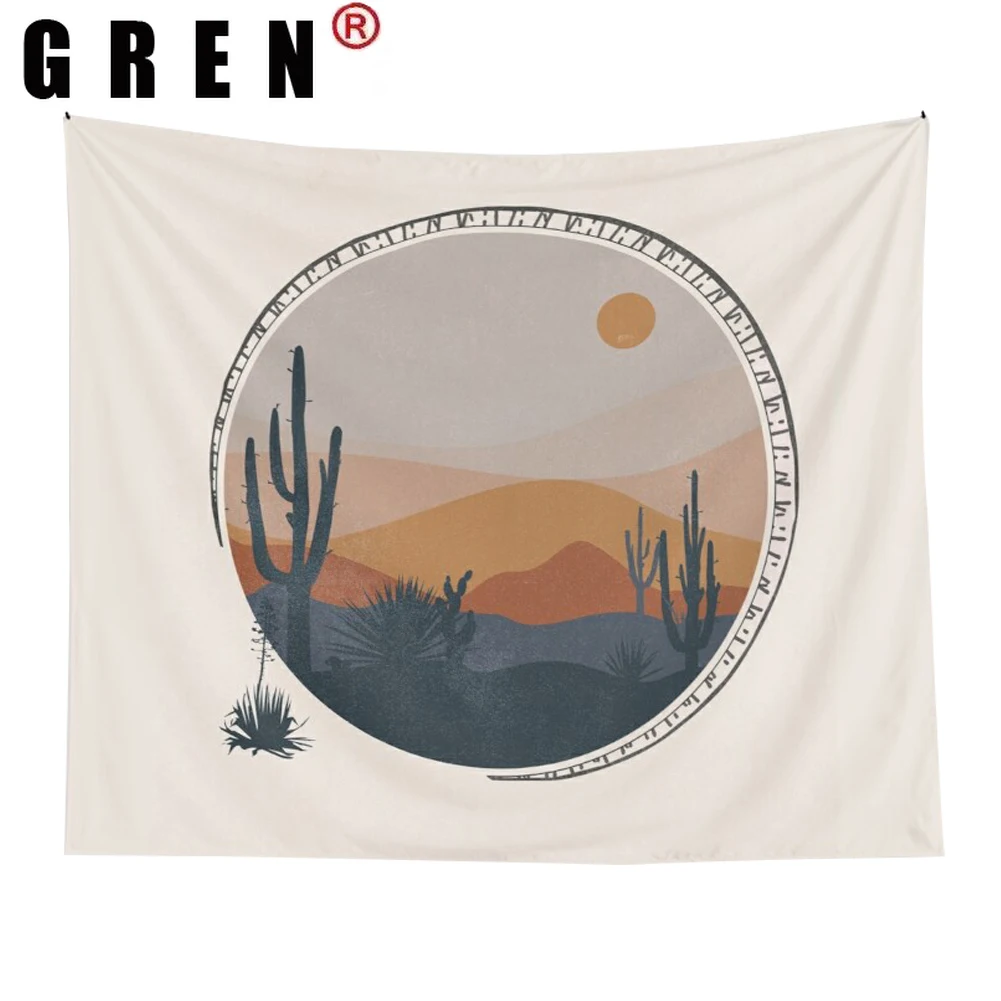 

Настенная подвесная обивка GREN Sunset Moon гобелен с абстрактным рисунком, тканевый пляжный коврик, одеяло, художественный домашний декор для спа...