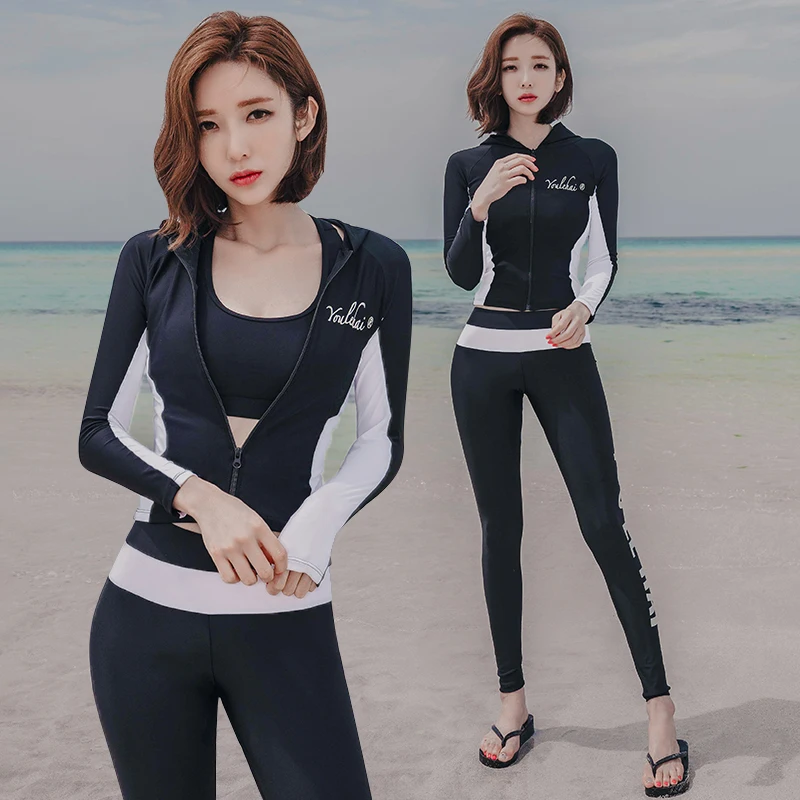 

Rhyme Lady Long Sleeve Rash Guard Swimwear Four Pieces Swimsuit Bathing Suit swimwear women Dive Suit women's swimwear