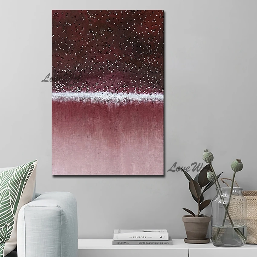 Dark Red Abstract Oil Painting With Dot Patterns New Arrival Home Decoration Wall Canvas Large Lliving Room Picture Unframe | Дом и сад