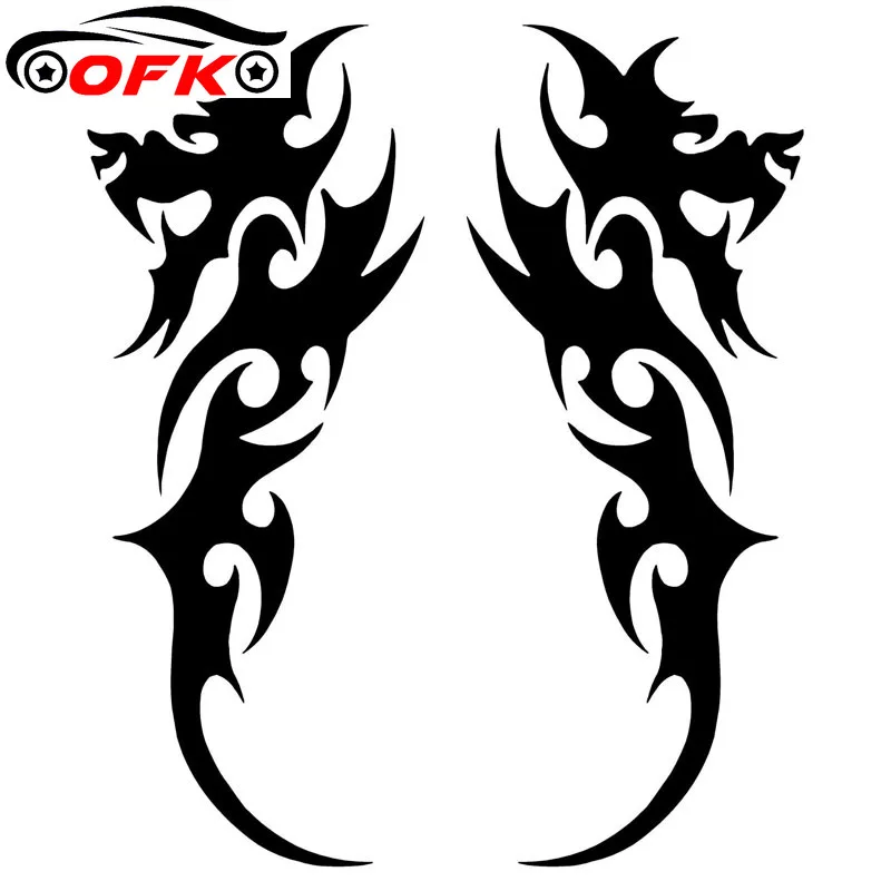 

2x Tribal Dragon Fashion Car Styling Stickers Vinyl Body Decorative Decals Black/Silver 18.5CM*7.1CM