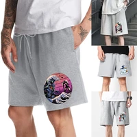 shorts men fashion quick dry workout jogging fitness shorts wave printed sport casual short mens running sweatpants with pockets