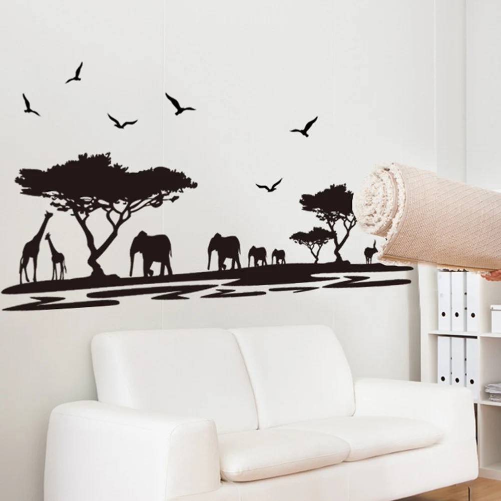 Съемный Декор искусство Африканские животные сделай сам клей легко наносится