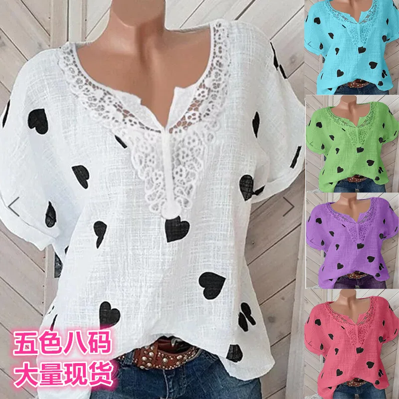 Женская Свободная блузка большого размера Новинка лета 2020 с v-образным вырезом и