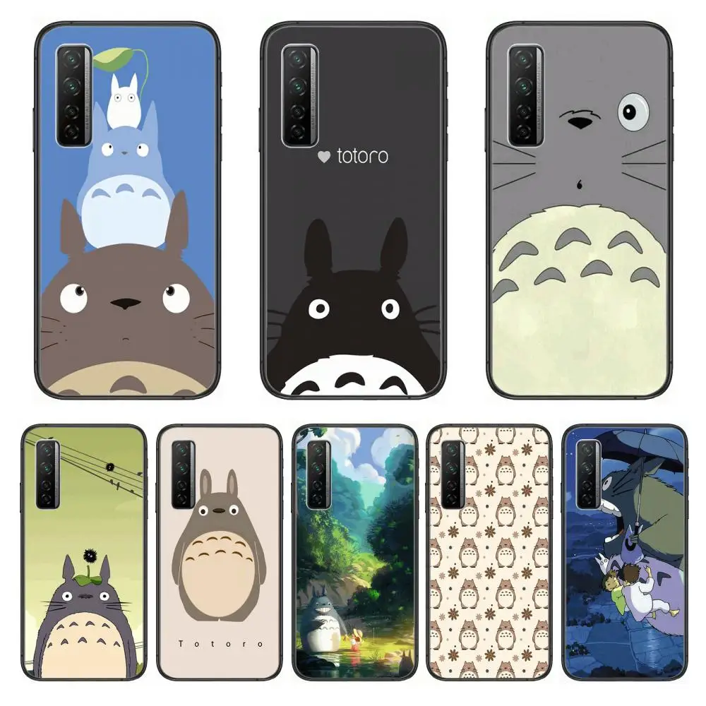 

Cartoon Cute Totoro Phone Case For Huawei mate 40 30 10 20 40 8 9 Lite Z Pro Black Etui 3D Coque Painting Hoesjes 5g black