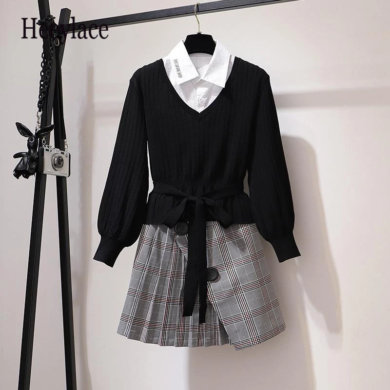 Женский комплект из 3 предметов Элегантные вязаные топы с v образным вырезом и