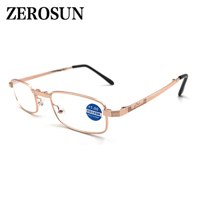 Zerosun Computer Reading Glasses Men Women Foldable Portable PU Leather Case Free Anti Blue Light Reflection Diopter Eyewear |