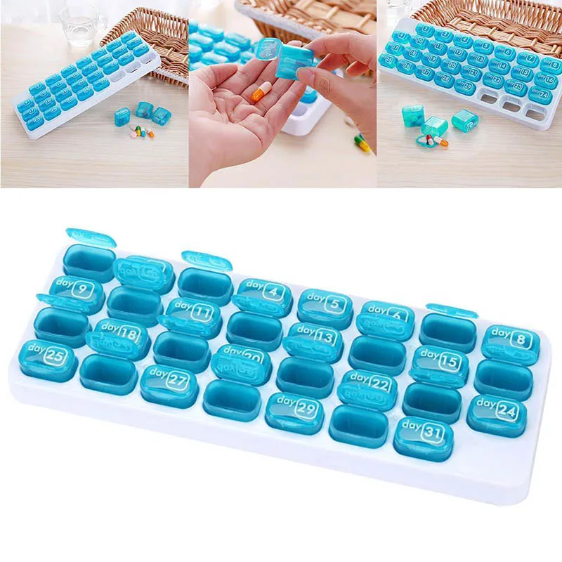 

31-Day Pill Storage Organizer Monthly Medication Dispenser Case for Travelling PUZ777