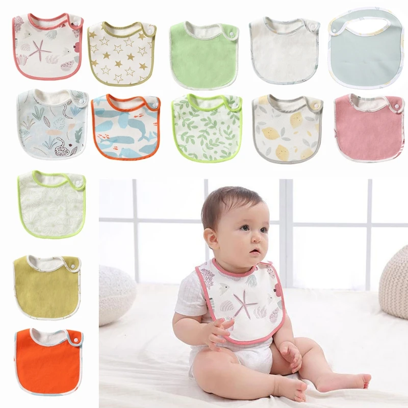 

Cute Baby Bib Saliva Towel 360°Rotate Absorption Bandana Bibs Burp Cloths Soft and Absorbent 4 Colors Cotton 4 Styles