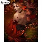 Алмазная живопись сделай сам 5D, привлекательная красота, вышивка крестиком, алмазная вышивка, красная Кленовая листья, искусство на стене