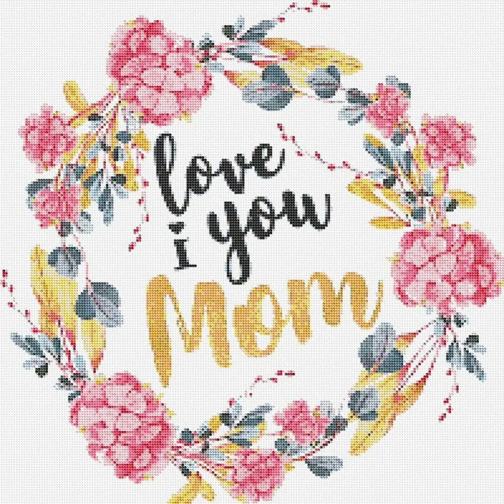 Алмазная картина круглая 5D DIY Стразы Love Your Mother вышивка крестиком сувенирные