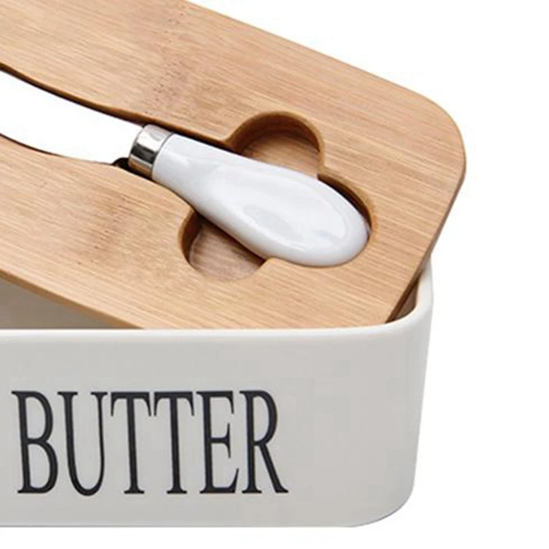 

Butter Sealed Ceramic Box and Butter Whiteboard,Wood Cover and Knife with Kitchen Funnels, Funnel and Measuring Spoons