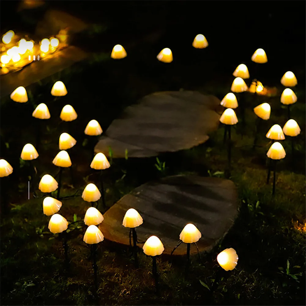 

Outdoor Solar LED String lights 10/20/30 Mushroom Shape Solar Garland 8 Modes for Xmas Wedding Party Patio Garden Decoration