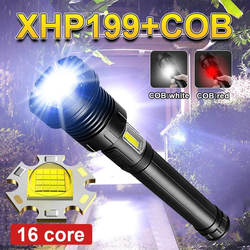 Super XHP199 Most Powerful LED Flashlight 26650 Rechargeable Tactical Torch USB Hunting Lantern XHP90 High Power Flashlights | Освещение