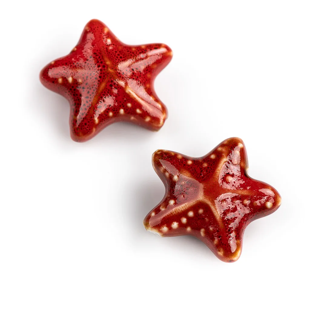 

40#2pcs High-quality Special Shape Red Big Starfish Ceramic Beads Pendant Porcelain Jewelry Making For Necklace Bracelet #XN171