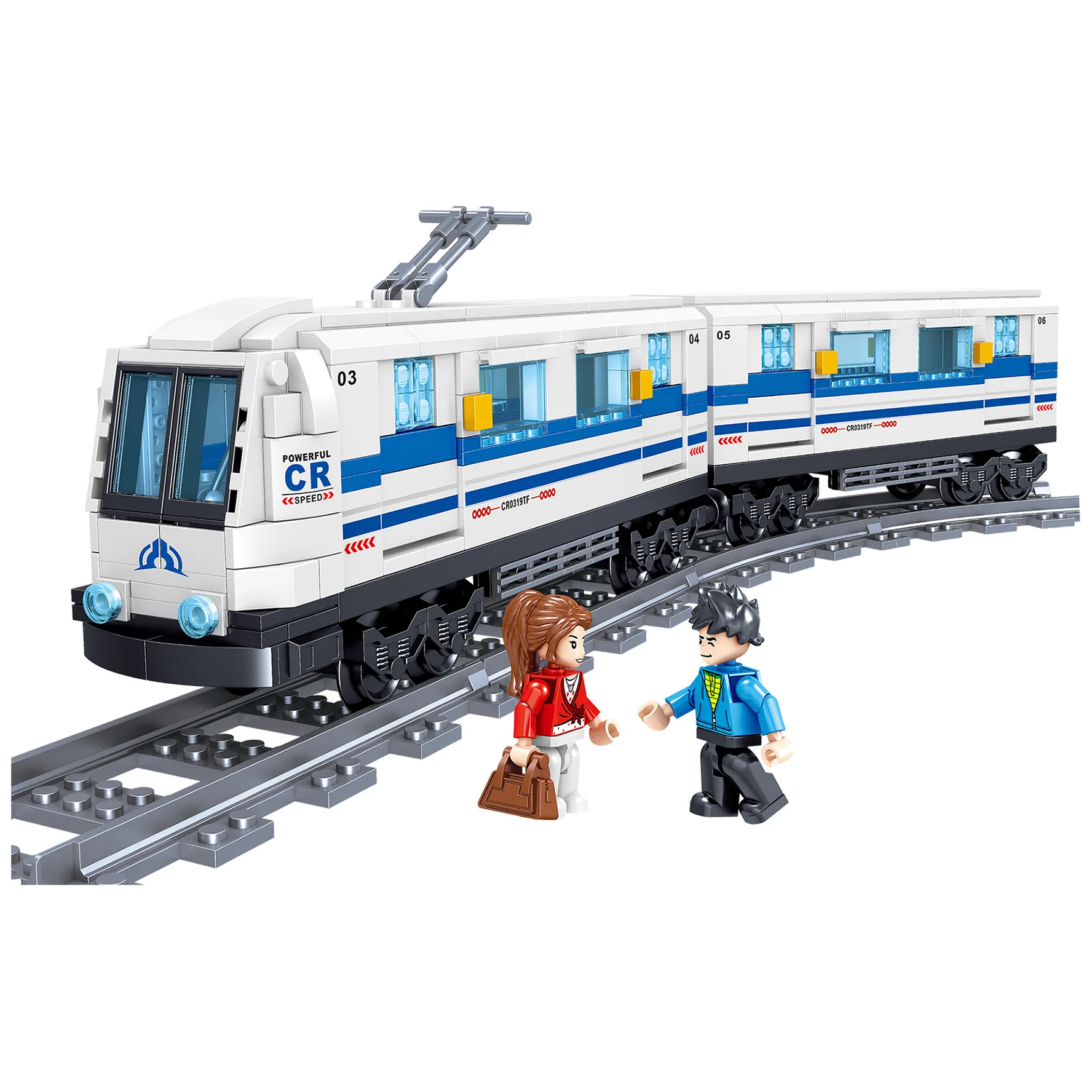 Bloques de construcci&oacute;n QL0319 para ni&ntilde;os, juguete de ensamblaje educativo de lujo de alta velocidad, serie de trenes, metro, 476 piezas-2