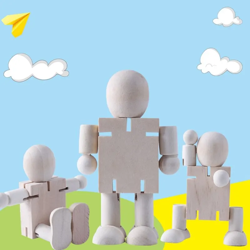 1 шт. эмбрион белого цвета поделки из дерева человек совместных кукольный