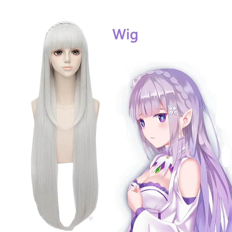 Платье Emilia комплекты Re Zero Косплэй парик Для женщин платье Эмилия костюм аниме