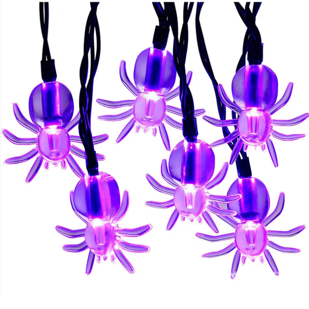 

Halloween Purple Spider Style Light 3/5/6/7M Battery Powered Led Spider String Lights for Halloween Party Yard Decorations