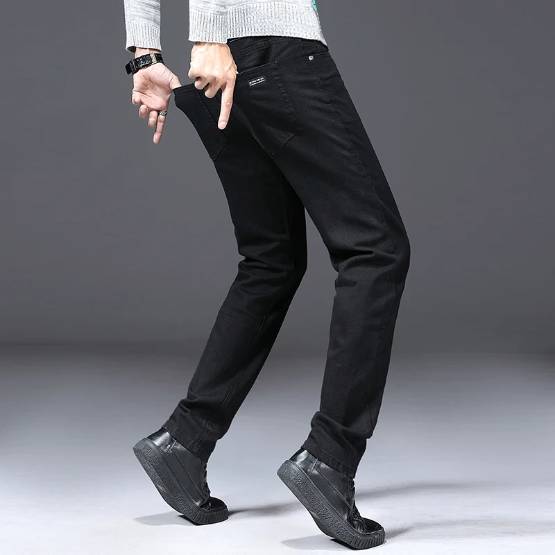 Классические черные Стрейчевые джинсы 2021 новый стиль деловой модные облегающие