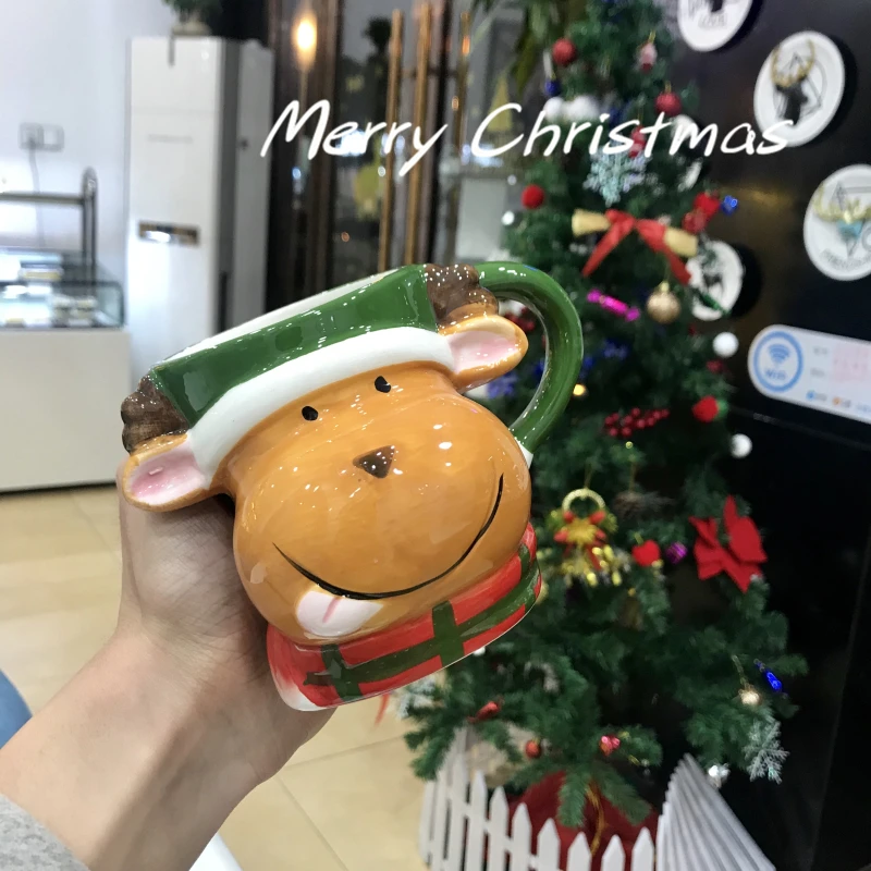 Рождественская чашка с мультяшным рисунком, креативная Студенческая модная керамическая чашка с изображением лося