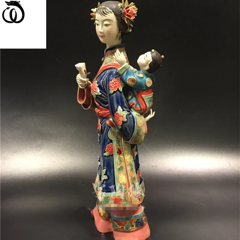 

WU CHEN LONG Antiquity Beauty Lady Art Sculpture Beautiful Women Figure Statue Ceramic Craft Chinese Style Home Decoration R6108