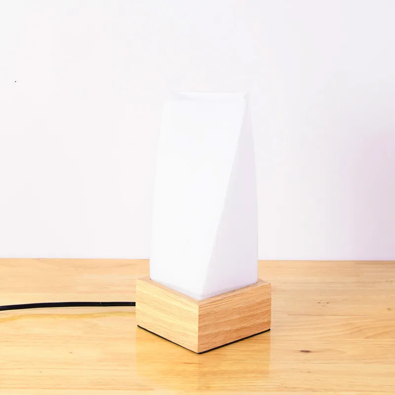 

Simple Nordic Flower Tabletop Light Solid Wood E27 Base Glass Lampshade Dining Room Table Night Lamp Bedside Lighting YHJ011315