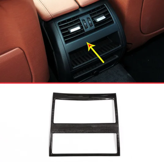 

Dark Ash Wood Car Inner Modification Center Armrest Rear Air Conditioning Vent Decorator Frame Trim For BMW 5 Series F10 10-2016