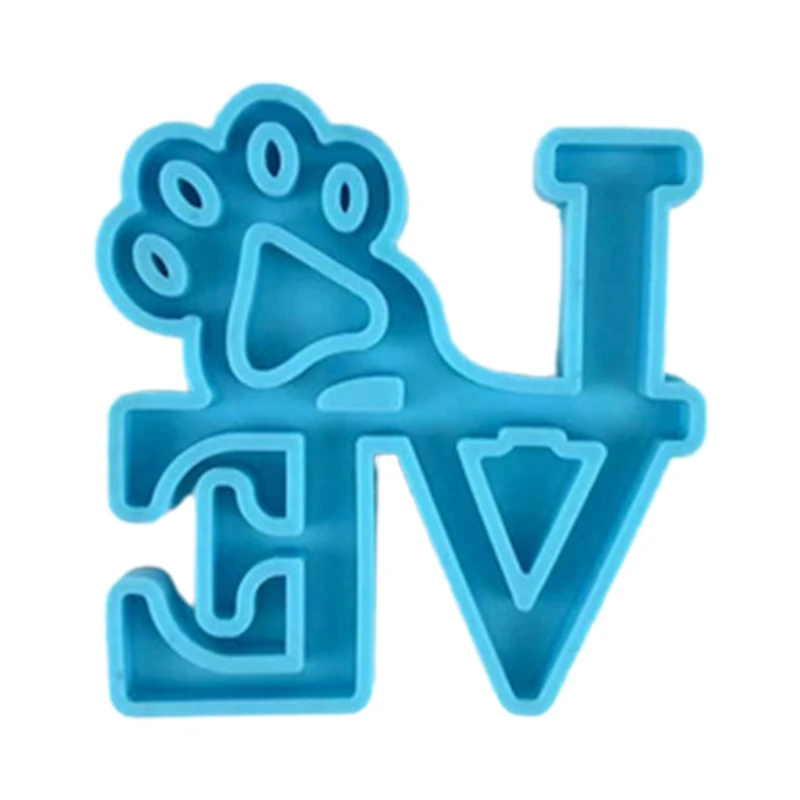 

Shiny Heart with Bear Paw Shape Keychains Epoxy Resin Mold I Love You Necklace Pendant Silicone Mould DIY Crafts Jewelry R2LE