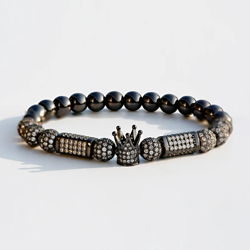 

Trendy Pave CZ Crown Ball Bracelet For Men Charm Fashion Luxury Copper Bracelet Women Pulseira Erkek Bileklik