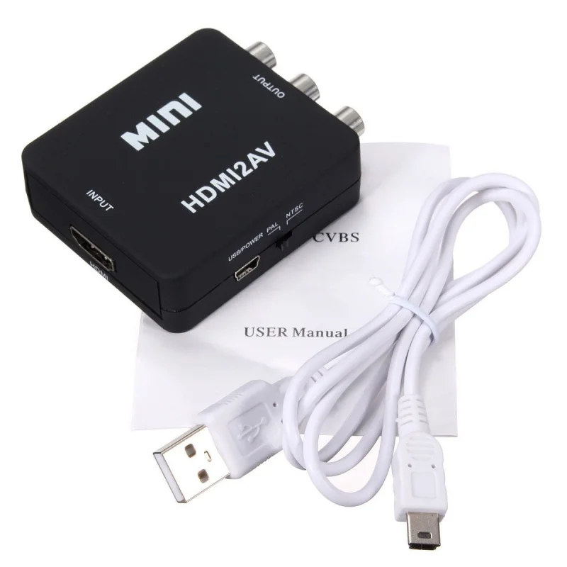 Мини-преобразователь HDMI в AV преобразователь HD видео коробка RCA AV/CVSB L/R 1080P HDMI2AV