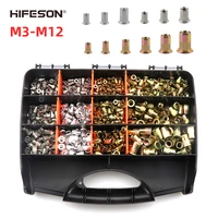 hifeson 90012001450pcs m3 m12 multi specification manual rivet gun accessories ironaluminumstainless steel nut set