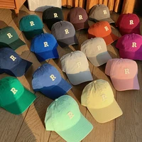 new 21 color cotton baseball cap women letter r baseball caps adjustable washable visor cap for four season