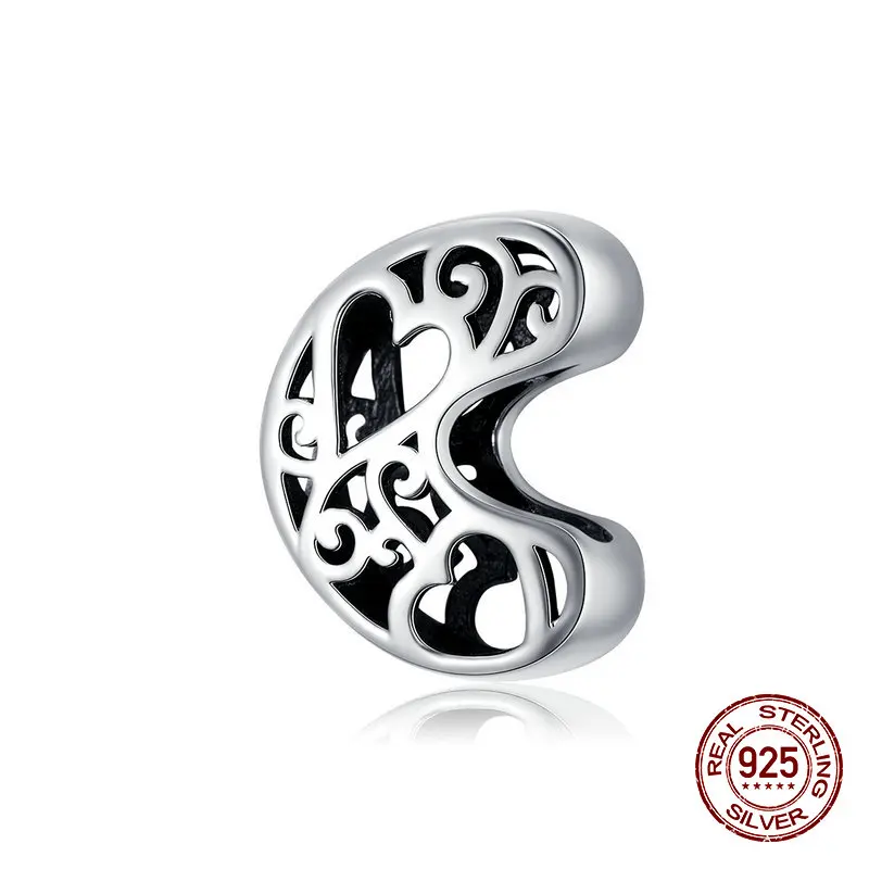 26 алфавитов, A-Z,, серебряные бусины 925 пробы, Подходит для Pandora, браслет, ожерелье, Подвеска для женщин, изготовление ювелирных изделий - Цвет: C
