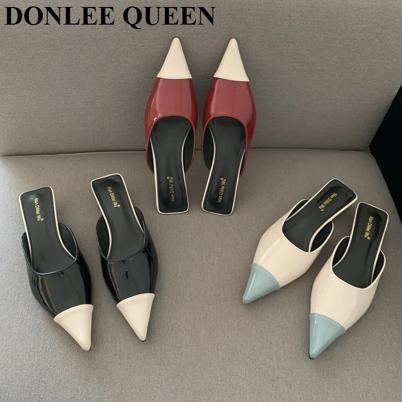 

Spring Shoes Women Mules Low Heels Pointed Toe Slippers Ladies Elegant Casual Slides Female Classic Solid Shoes Zapatillas Mujer