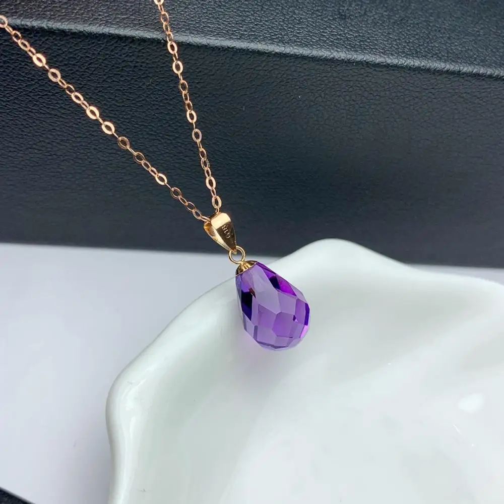 

shilovem 18k yellow piezoelectric amethyst Pendants fine Jewelry women trendy no necklace classic new gift 8*11mm mymz0811964z
